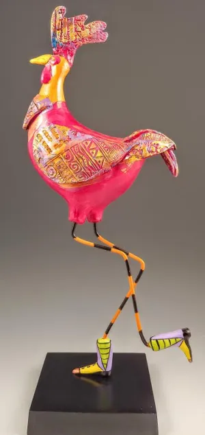 Rhode Island Red Rooster Bird Sculpture