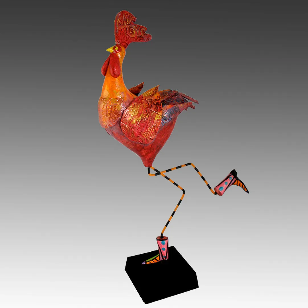 Rhode Island Red Rooster Bird Sculpture