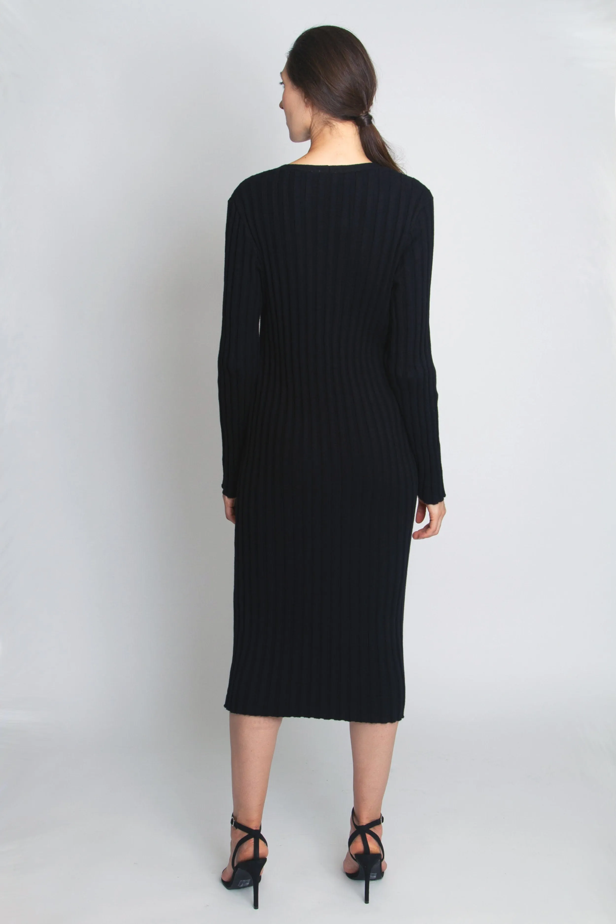 Ribbed Button-front Sweater Dress