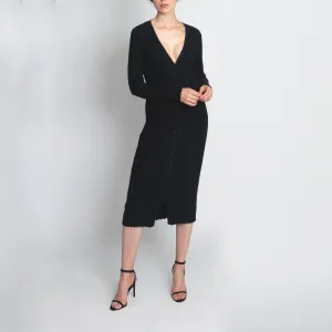 Ribbed Button-front Sweater Dress