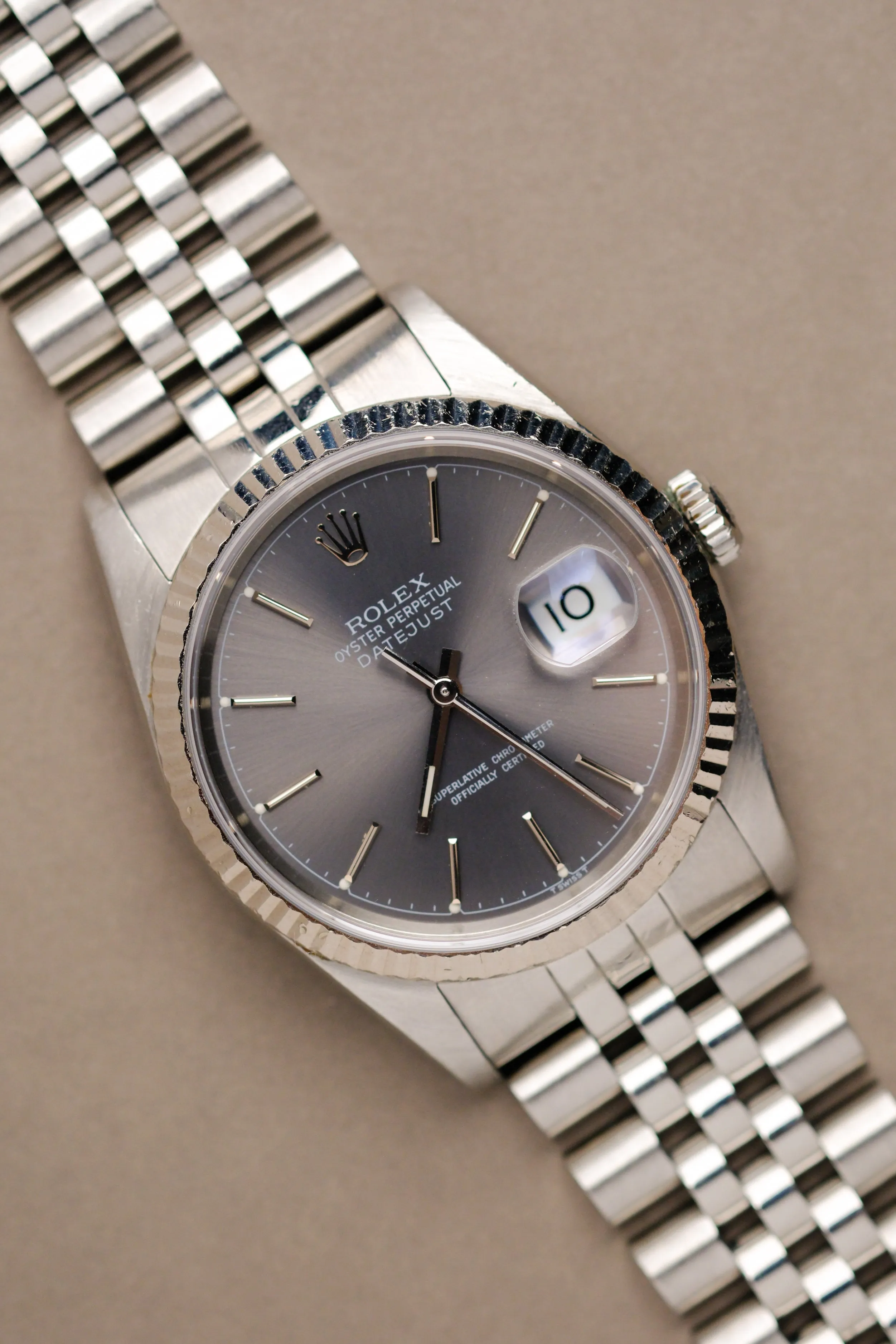 Rolex Datejust 16234 Grey 'Chapter Ring' Dial w/Box & Papers