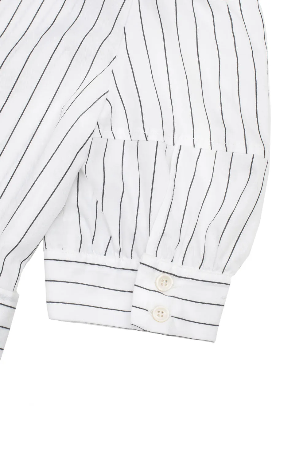 Rosa Puff Sleeve Shirtdress, White Cotton Pinstripe