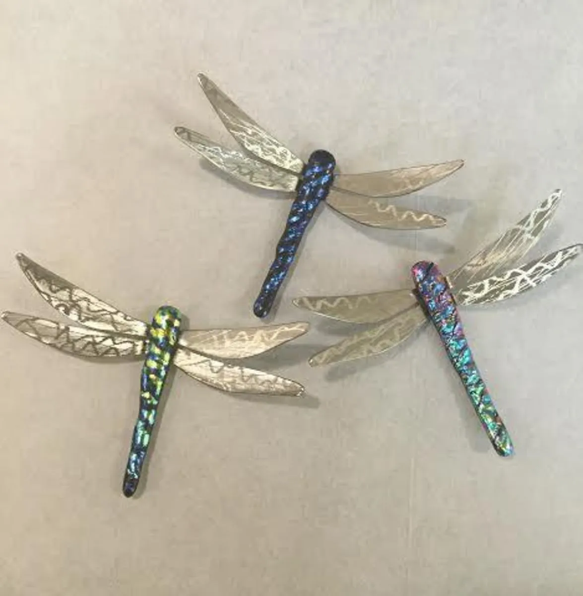 Running Rock Art - Dichroic Glass Dragonfly - 6" Small
