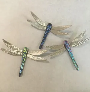 Running Rock Art - Dichroic Glass Dragonfly - 6" Small