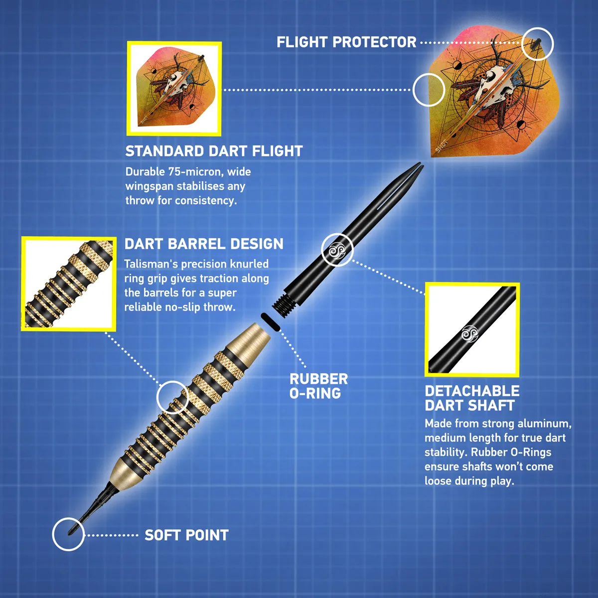 Shot Talisman Soft Tip Darts Set-High Performance Steel