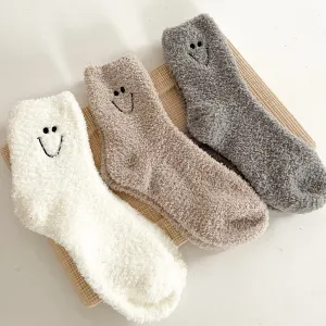 Smiley Fuzzy Socks