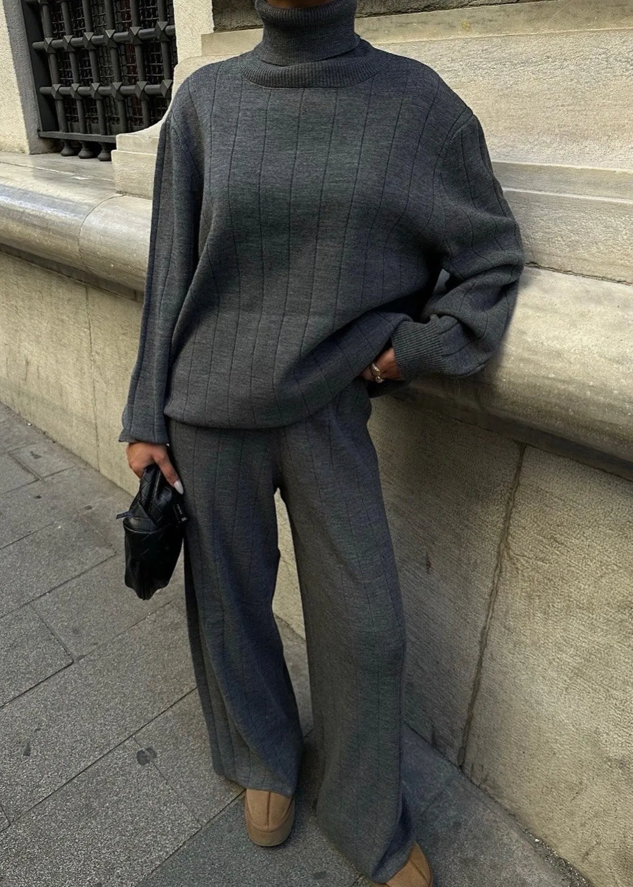 Sophisticated Charcoal Knitwear Set