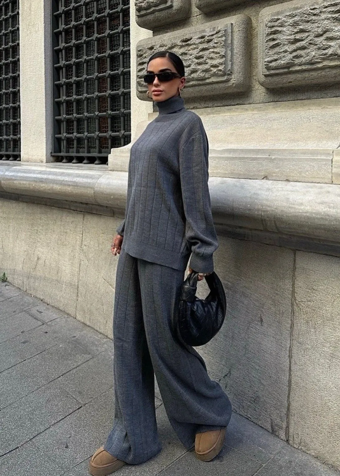 Sophisticated Charcoal Knitwear Set