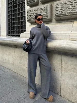 Sophisticated Charcoal Knitwear Set