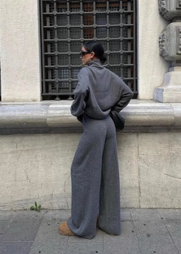 Sophisticated Charcoal Knitwear Set