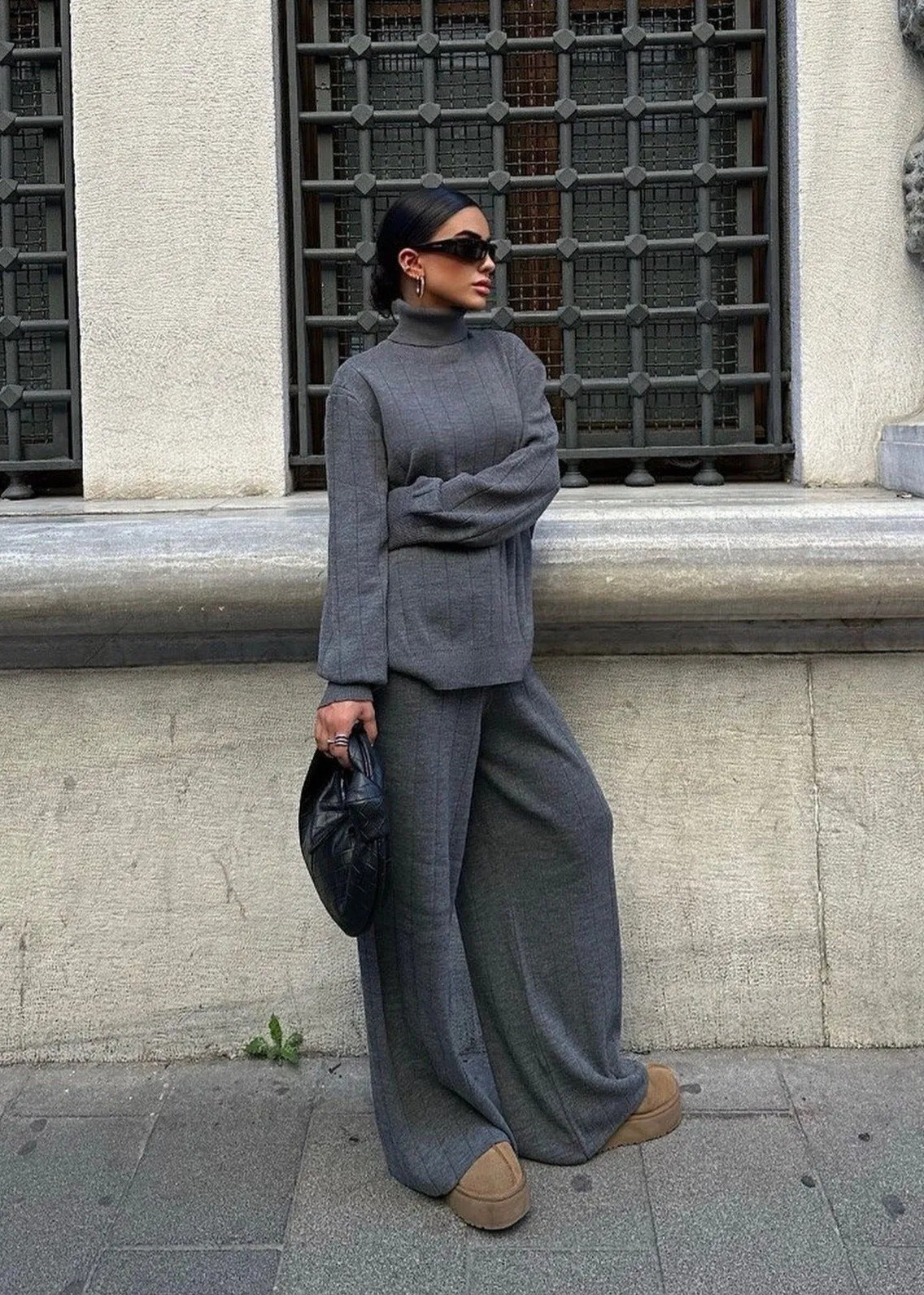 Sophisticated Charcoal Knitwear Set