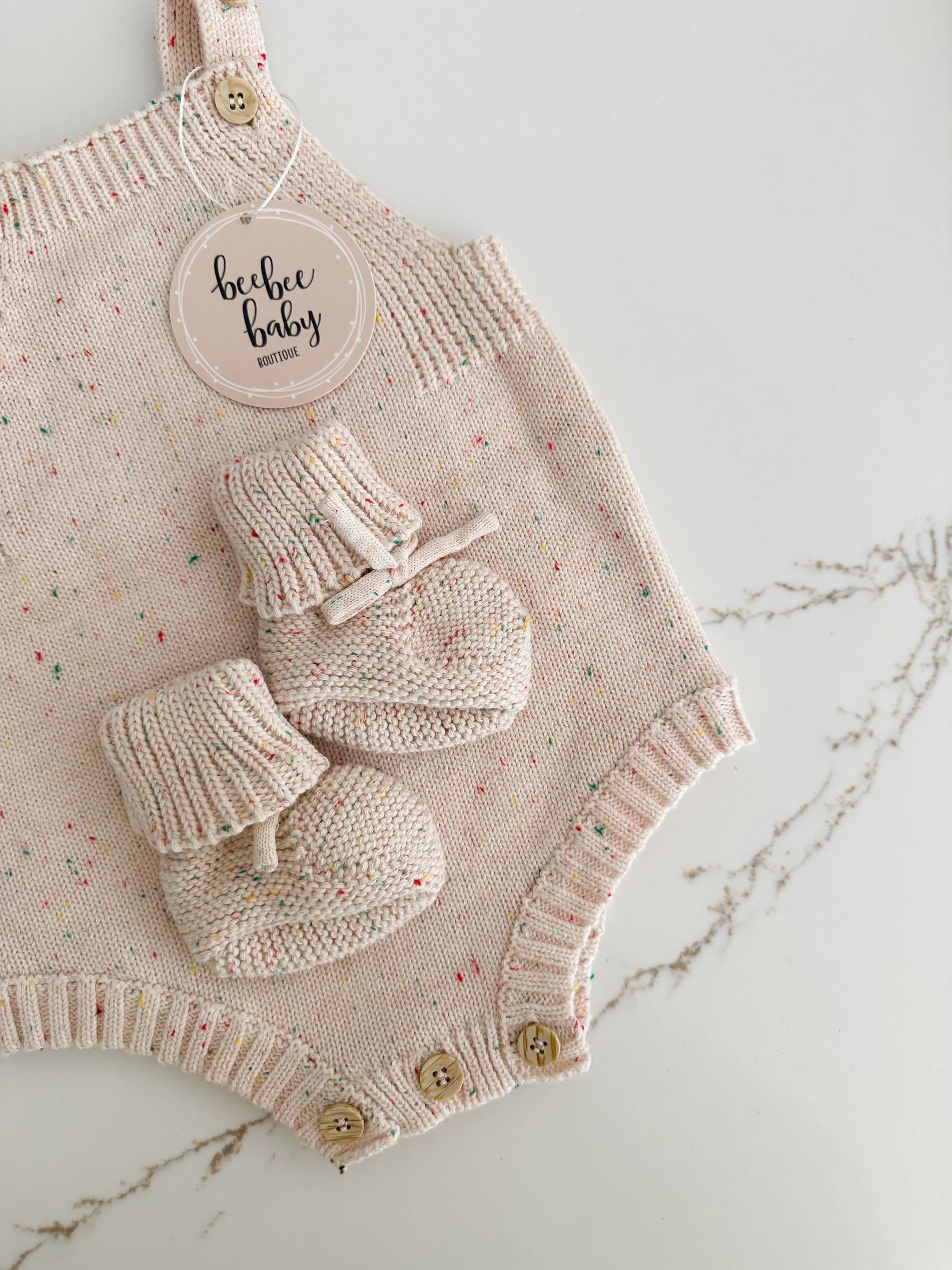 Sprinkled Knit Booties - Oat