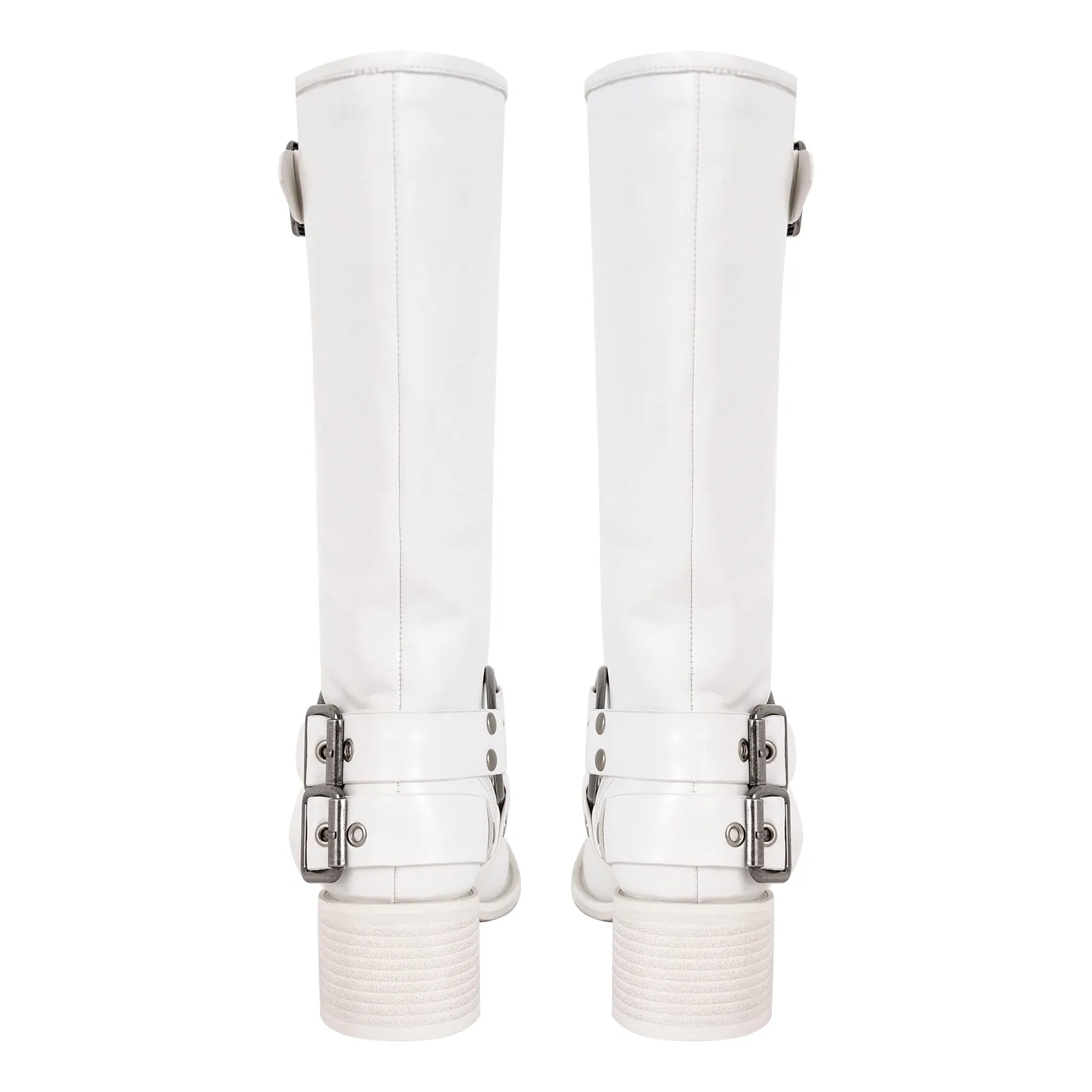 Square Toe Buckle Knee High Western Boots