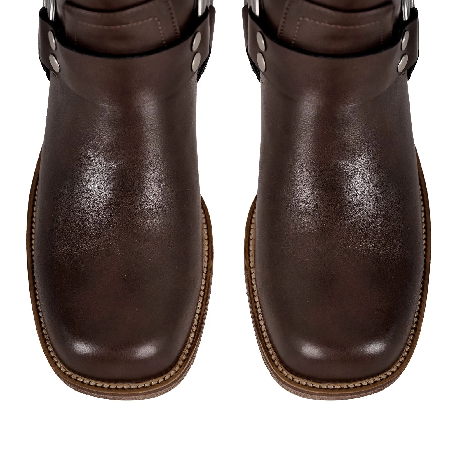 Square Toe Buckle Knee High Western Boots