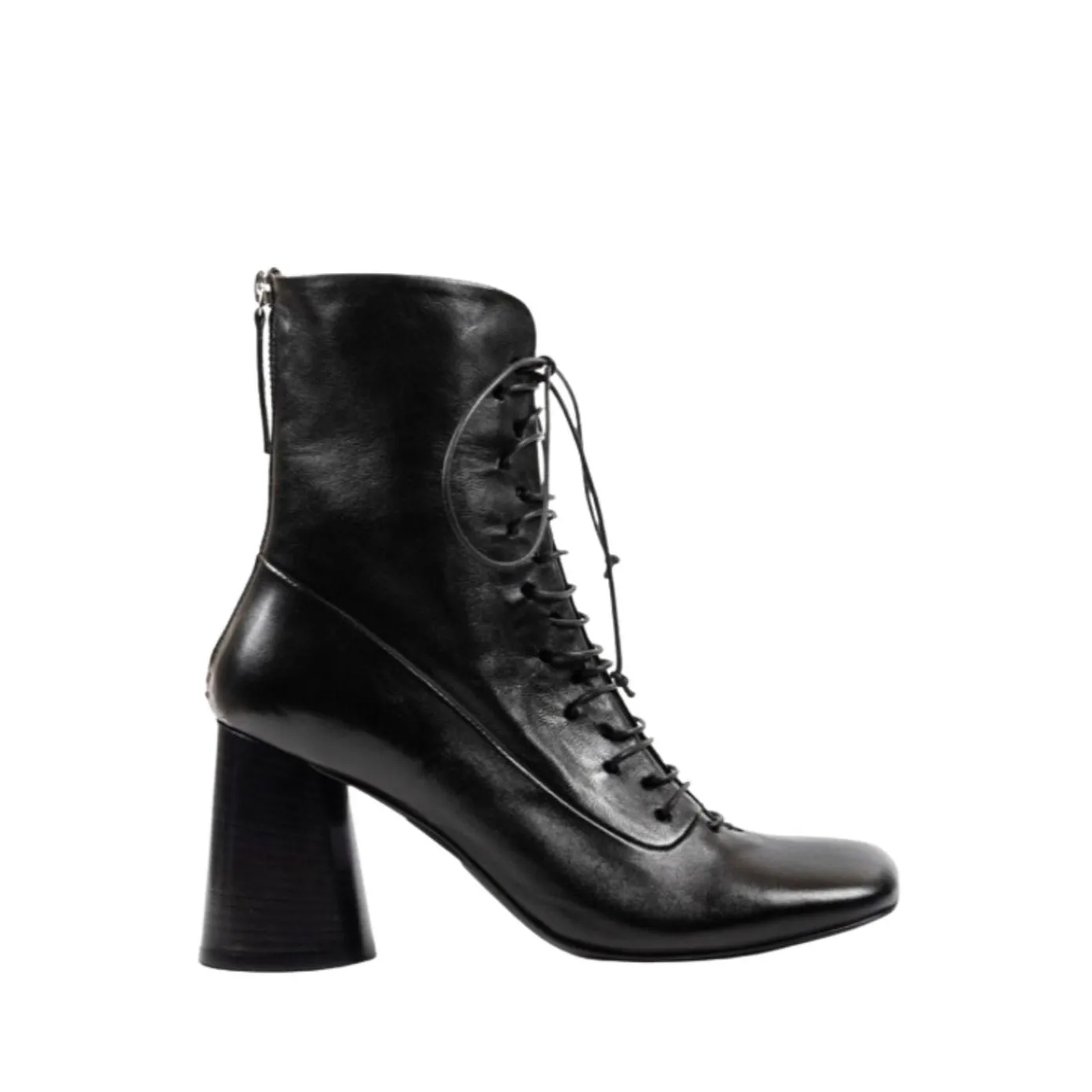 Square Toe Lace Up Demi Boot Dot by Halmanera