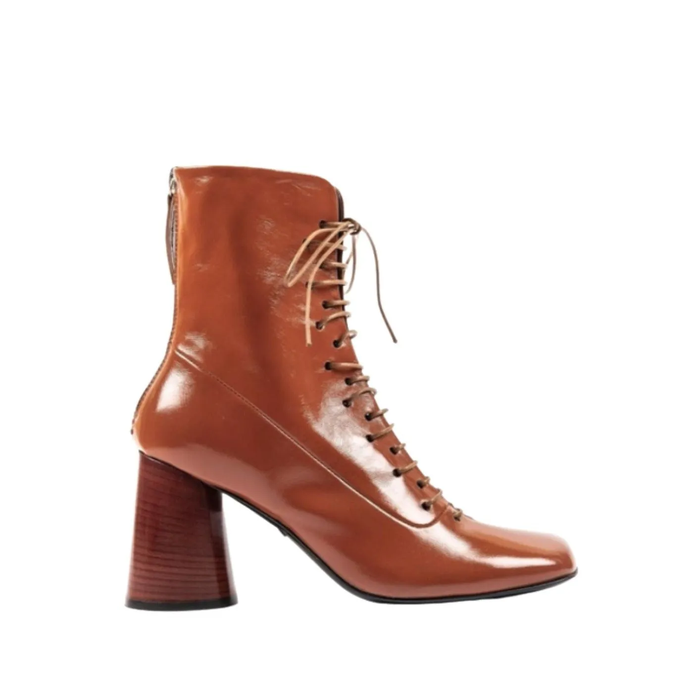 Square Toe Lace Up Demi Boot Dot by Halmanera