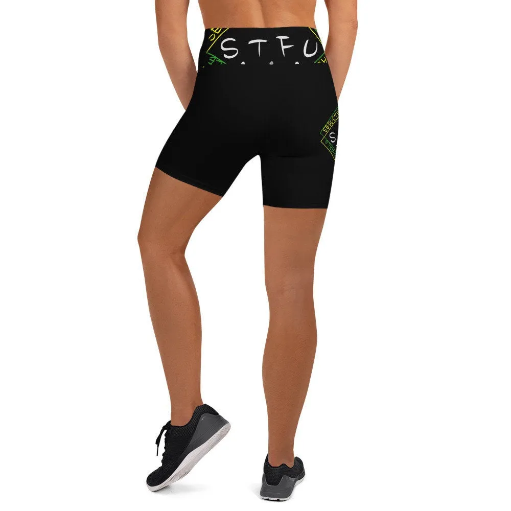 S.T.F.U Diamond Trim High Waisted Yoga Shorts - Green