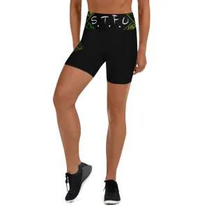 S.T.F.U Diamond Trim High Waisted Yoga Shorts - Green