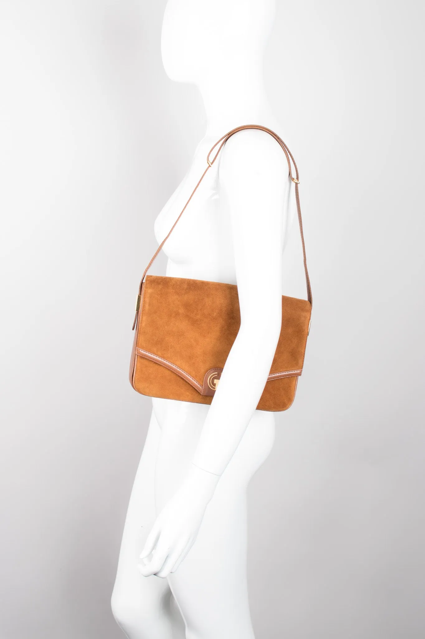 Suede Shoulder Flap Bag