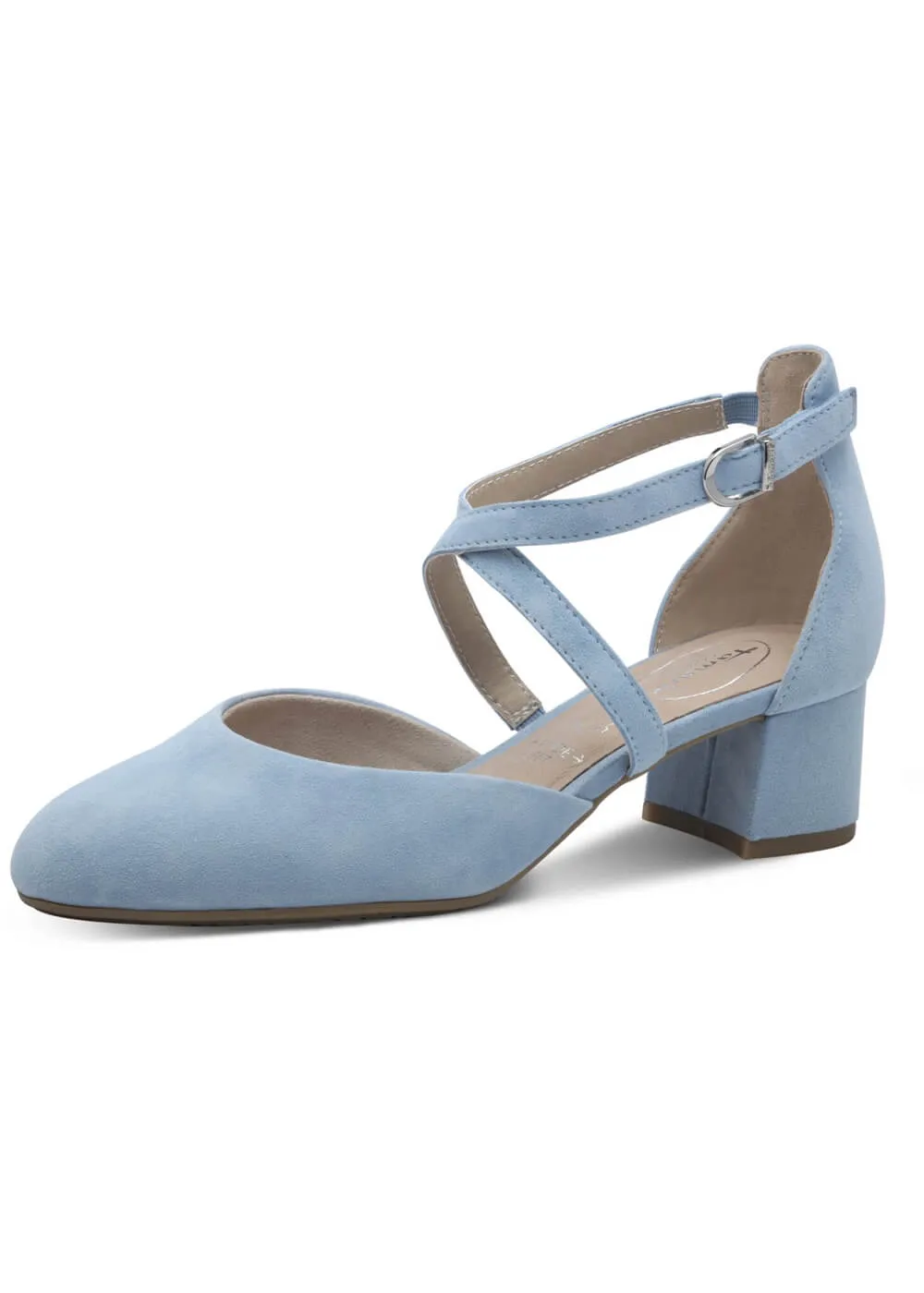Tamaris Comfort Annabelle Suede Leather Pumps Light Blue