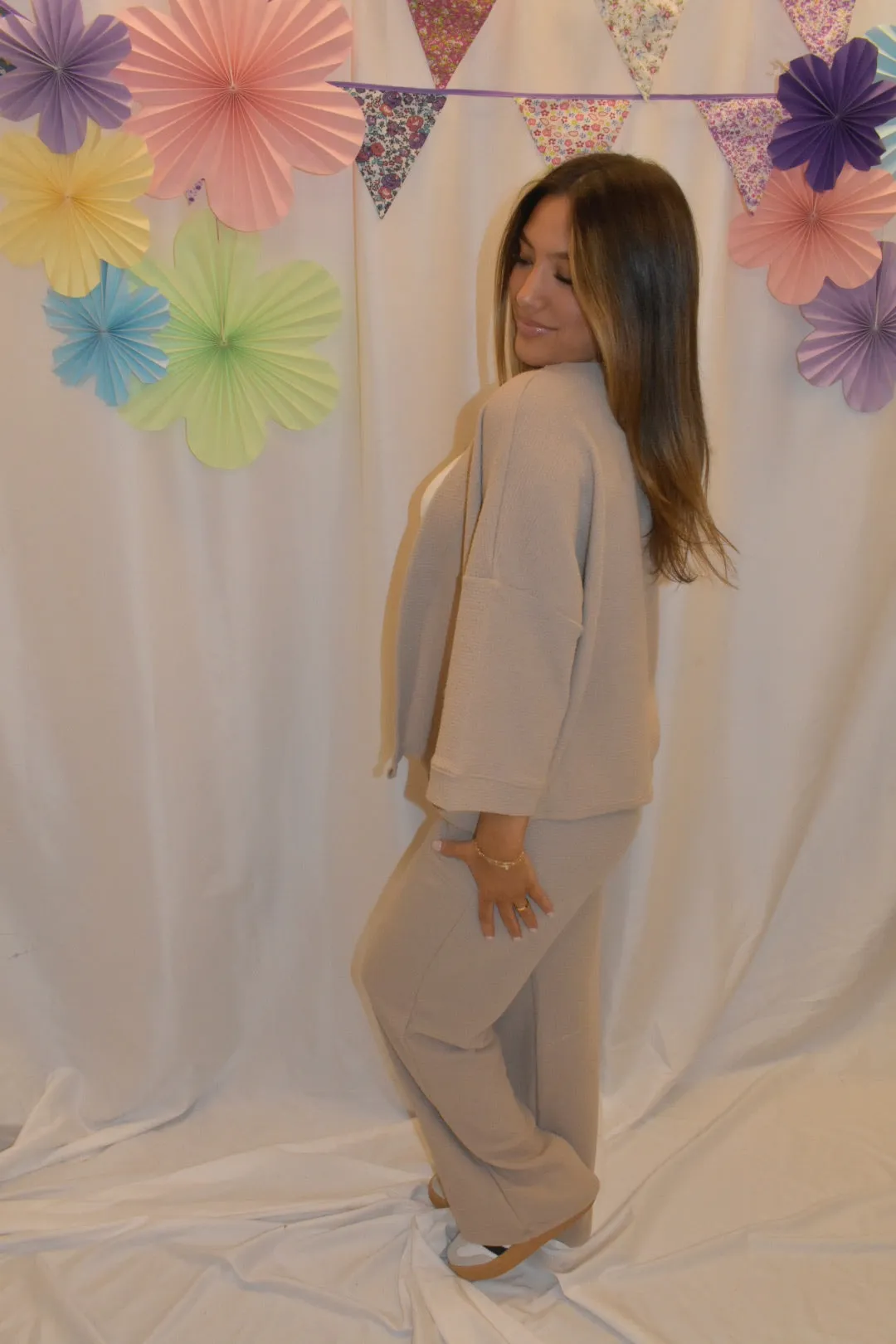 taupe cozy knit pants