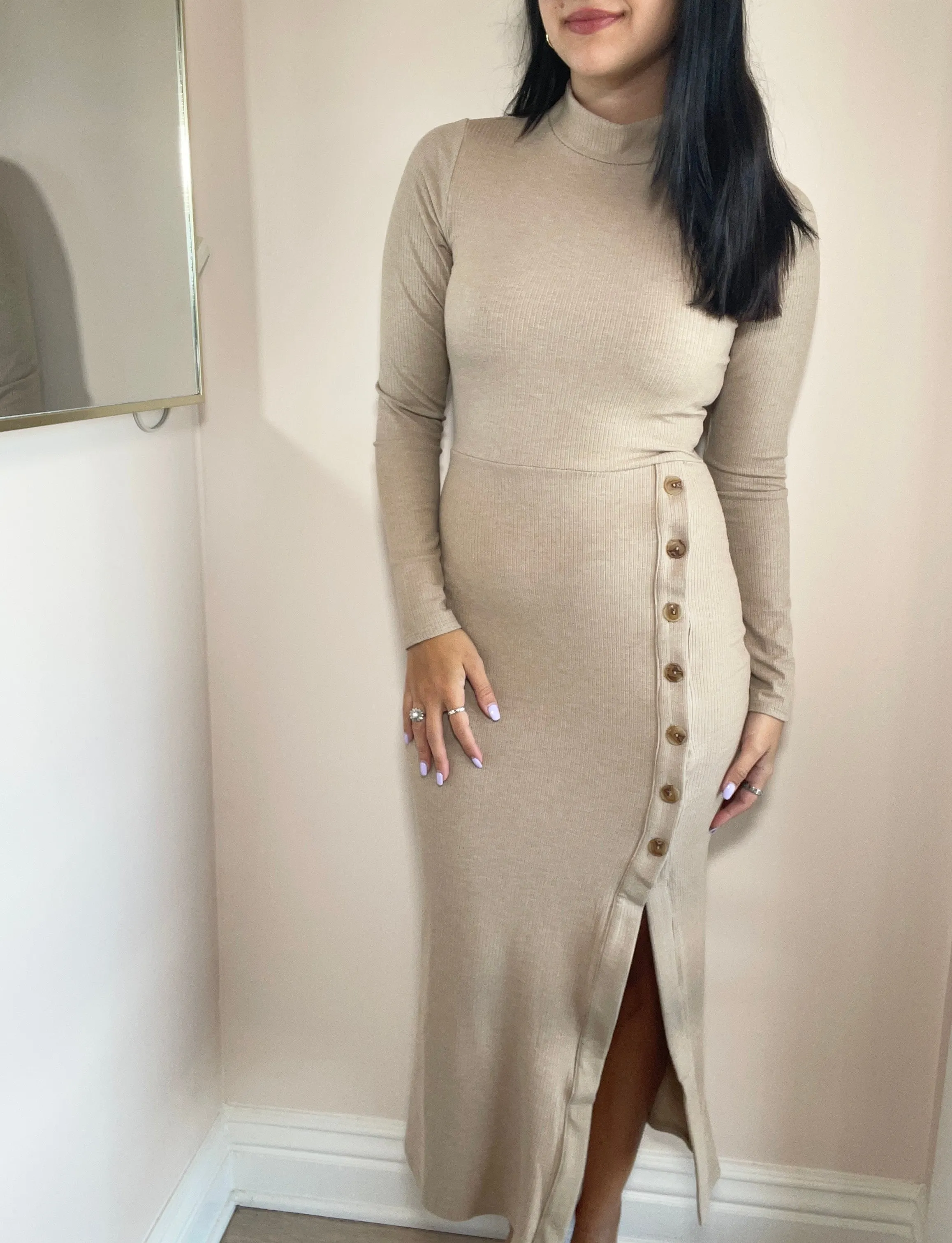 To Hope For L/S Mock Neck Midi Dress