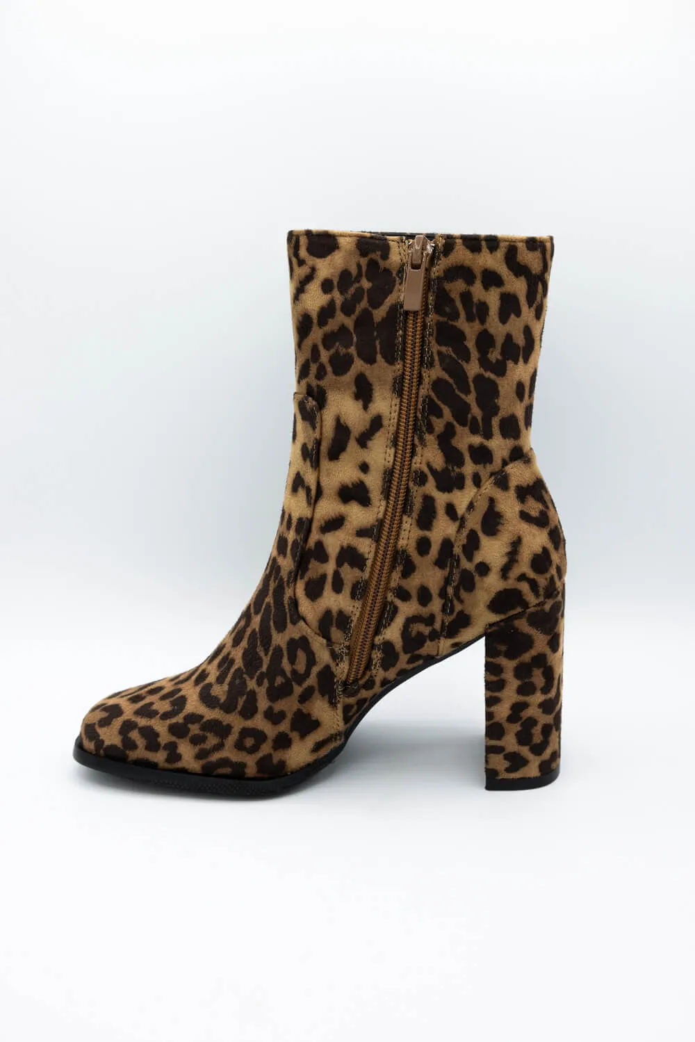 Top Moda Block Heeled Booties for Women in Leopard | IVY-1 LEOPARD