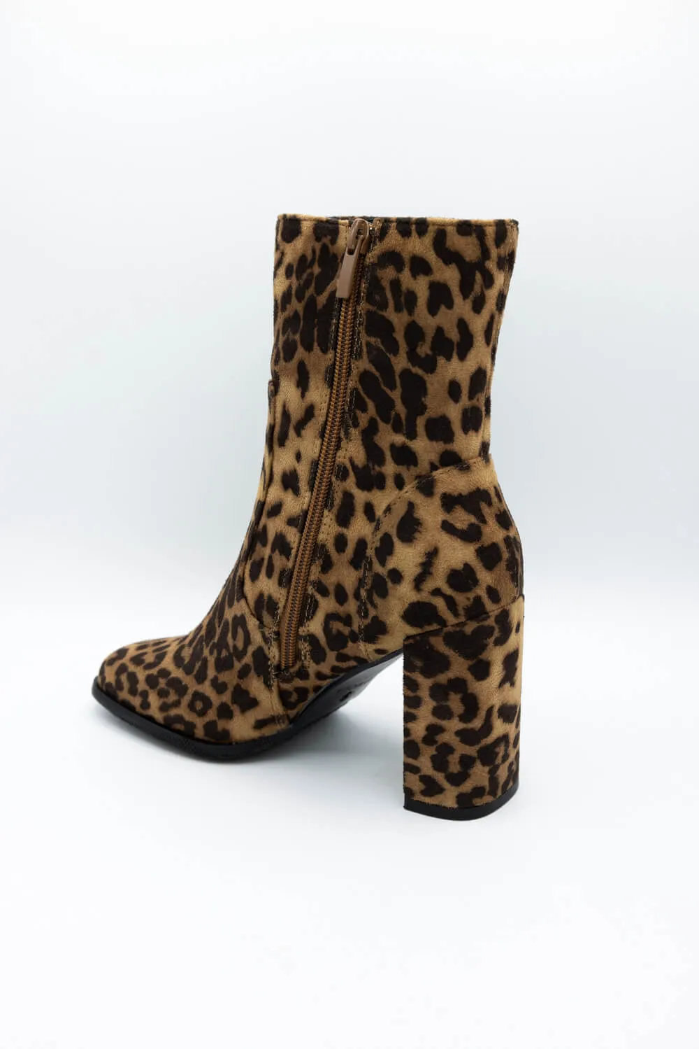 Top Moda Block Heeled Booties for Women in Leopard | IVY-1 LEOPARD