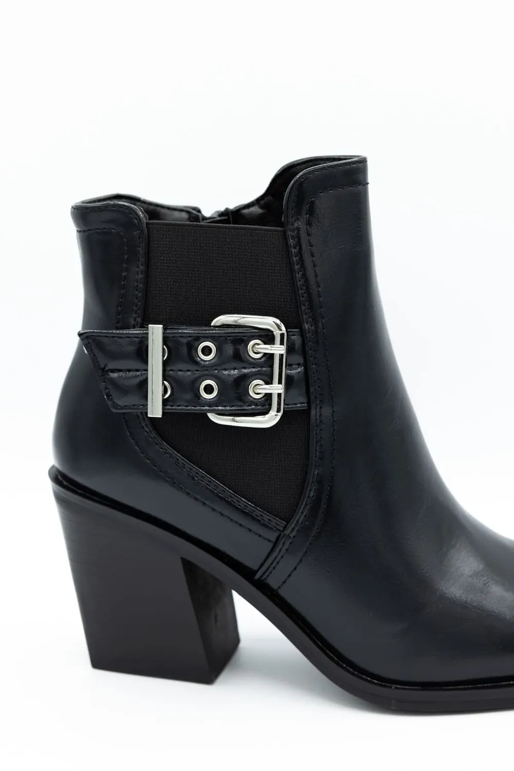 Top Moda Karen Buckle Booties for Women in Black | KAREN-8 BLACK