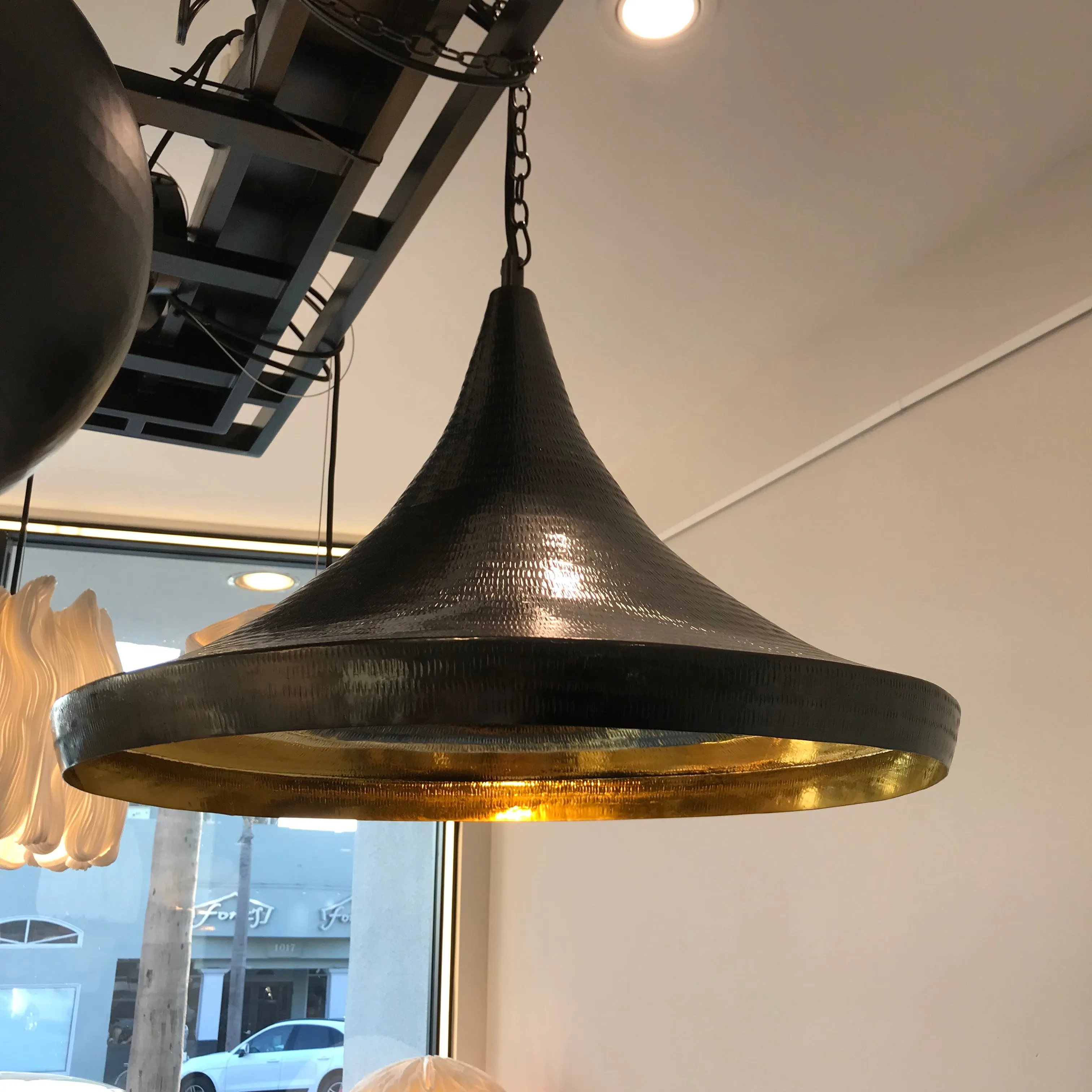 Trumpet Light in Brass with Glossy Black Finish