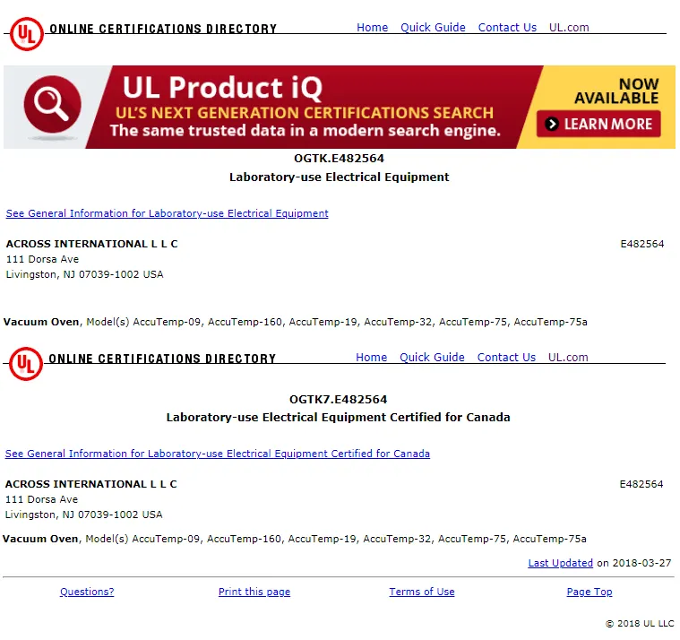 UL/CSA Certified 0.9 CF Vacuum Oven 5 Sided Heat & SST Tubing