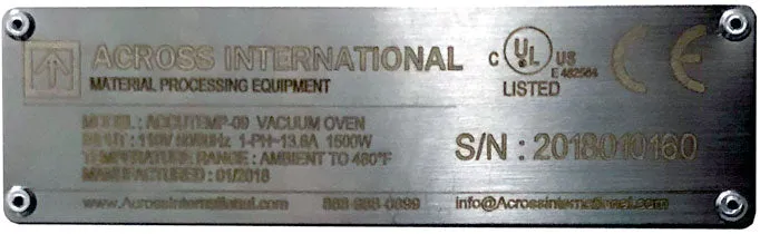 UL/CSA Certified 0.9 CF Vacuum Oven 5 Sided Heat & SST Tubing