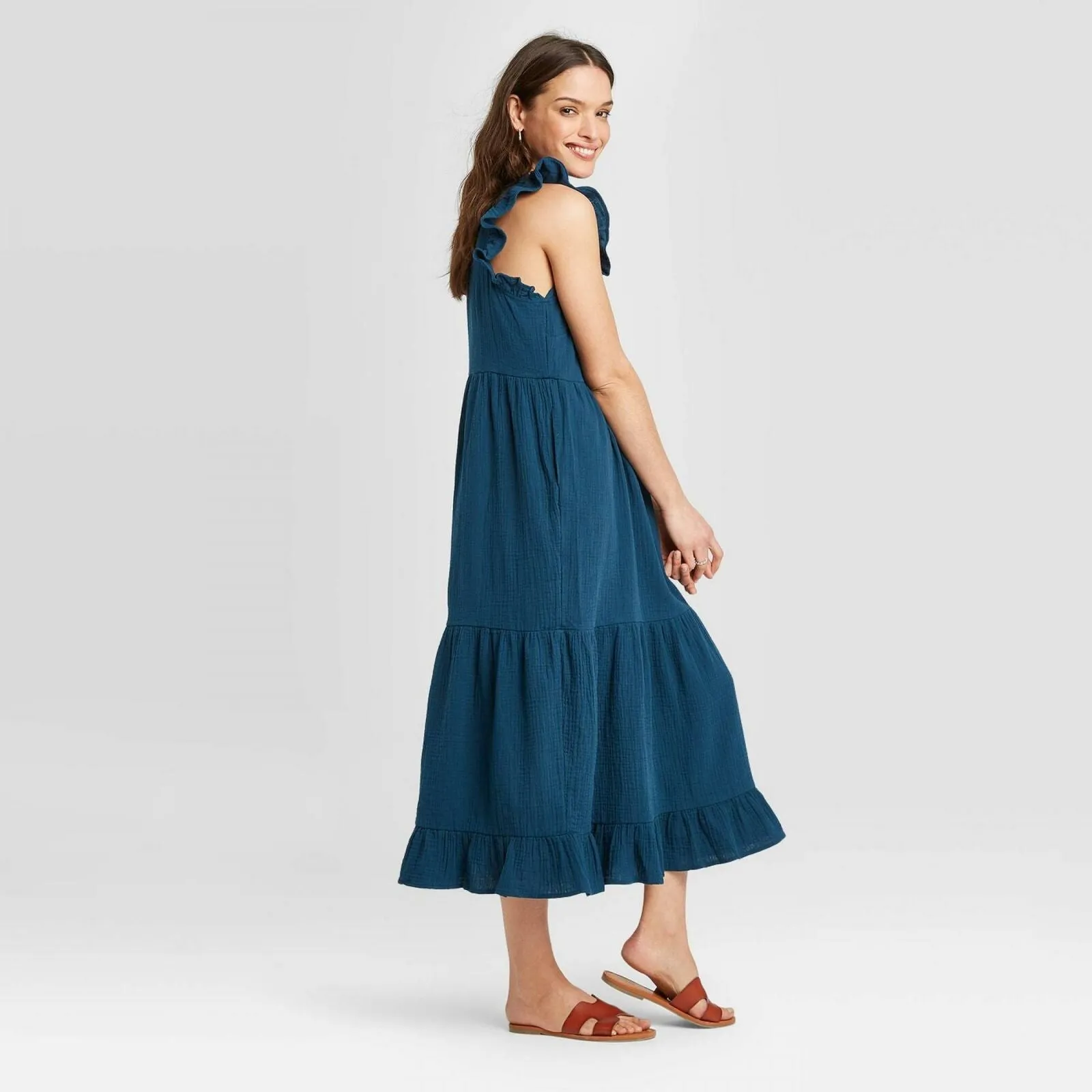 Universal Thread Women's Sleeveless Tiered Ruffle Maxi Dress