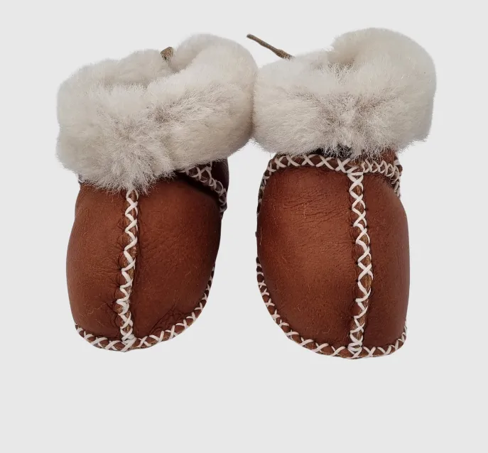 Upcycled Leather Booties  Lace Up Brown