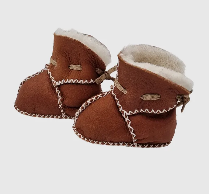 Upcycled Leather Booties  Lace Up Brown
