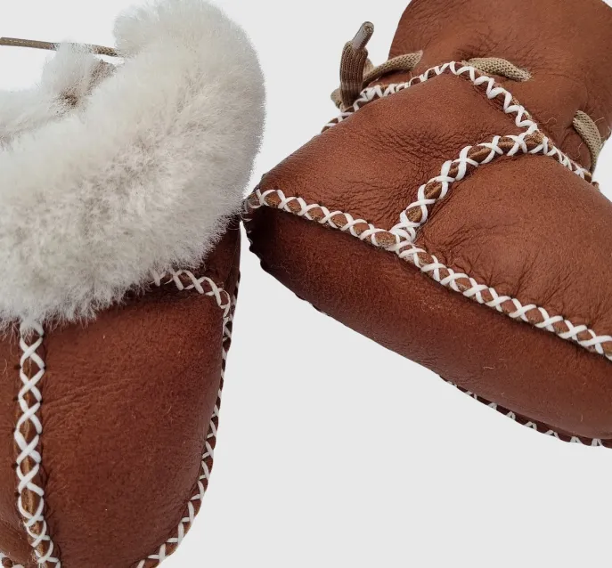 Upcycled Leather Booties  Lace Up Brown