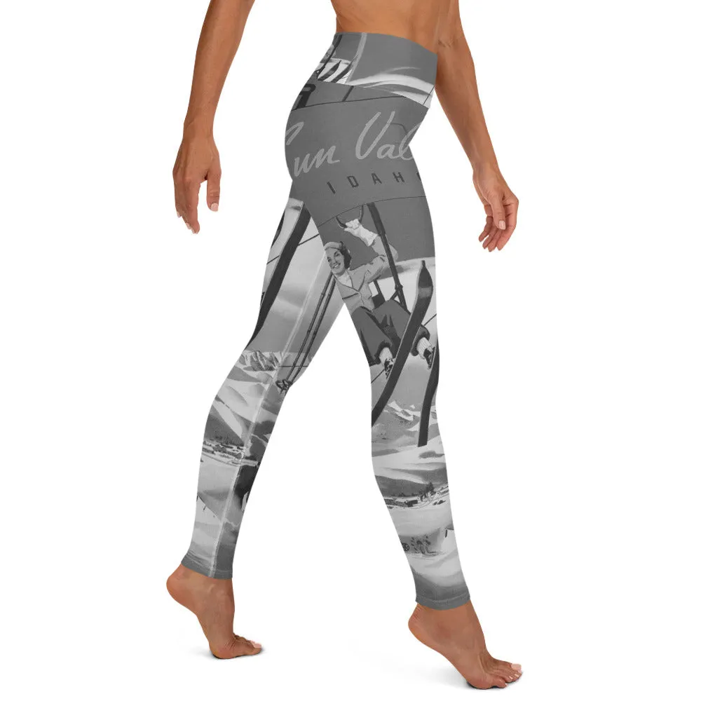 Vintage Sun Valley Skier Yoga Leggings Grey