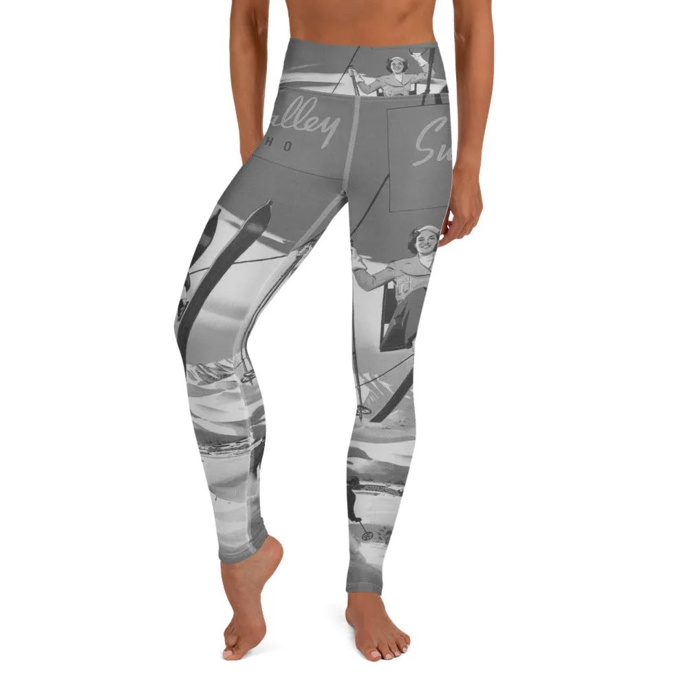 Vintage Sun Valley Skier Yoga Leggings Grey
