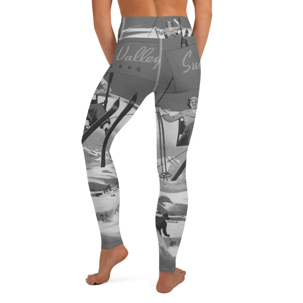 Vintage Sun Valley Skier Yoga Leggings Grey