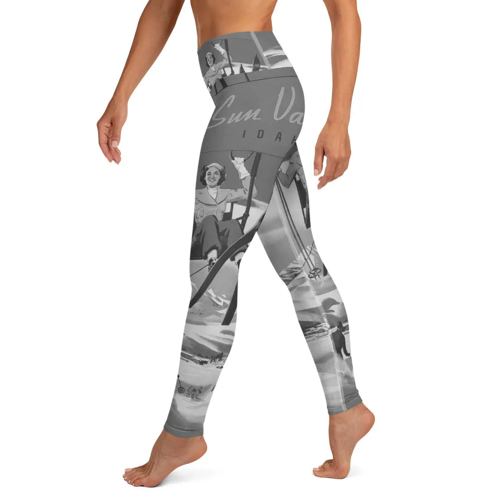 Vintage Sun Valley Skier Yoga Leggings Grey