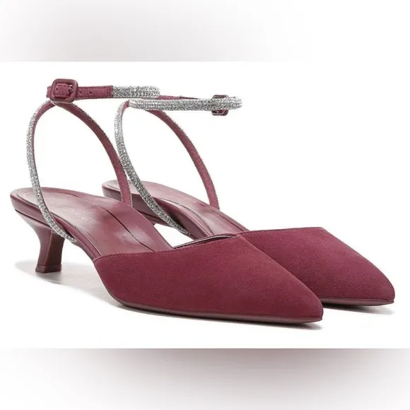 Vionic Primrose Jacynda Kitten Heels 6.5 Mauve Shiraz suede Pumps size 7 bling