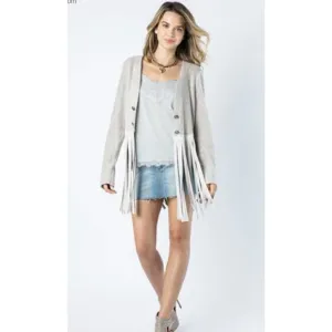 Vocal Lace Suede Sand Jacket Size L NWT