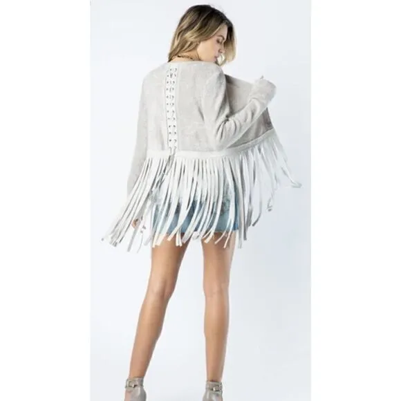 Vocal Lace Suede Sand Jacket Size L NWT