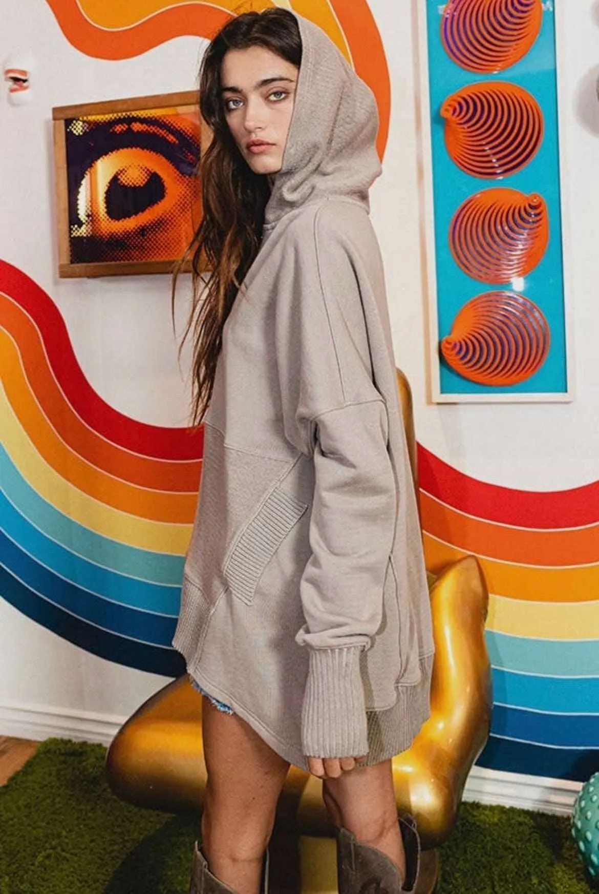 Washed Premium Terry Oversized Hoodie Top