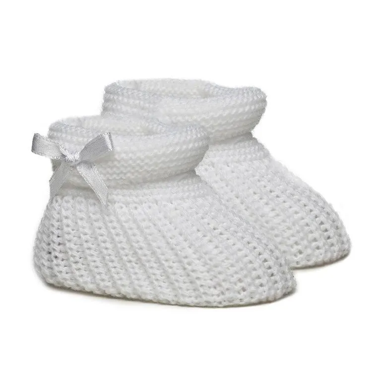 White Bow Knit Booties