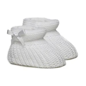 White Bow Knit Booties