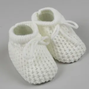 White Knitted Booties Newborn to 6 months
