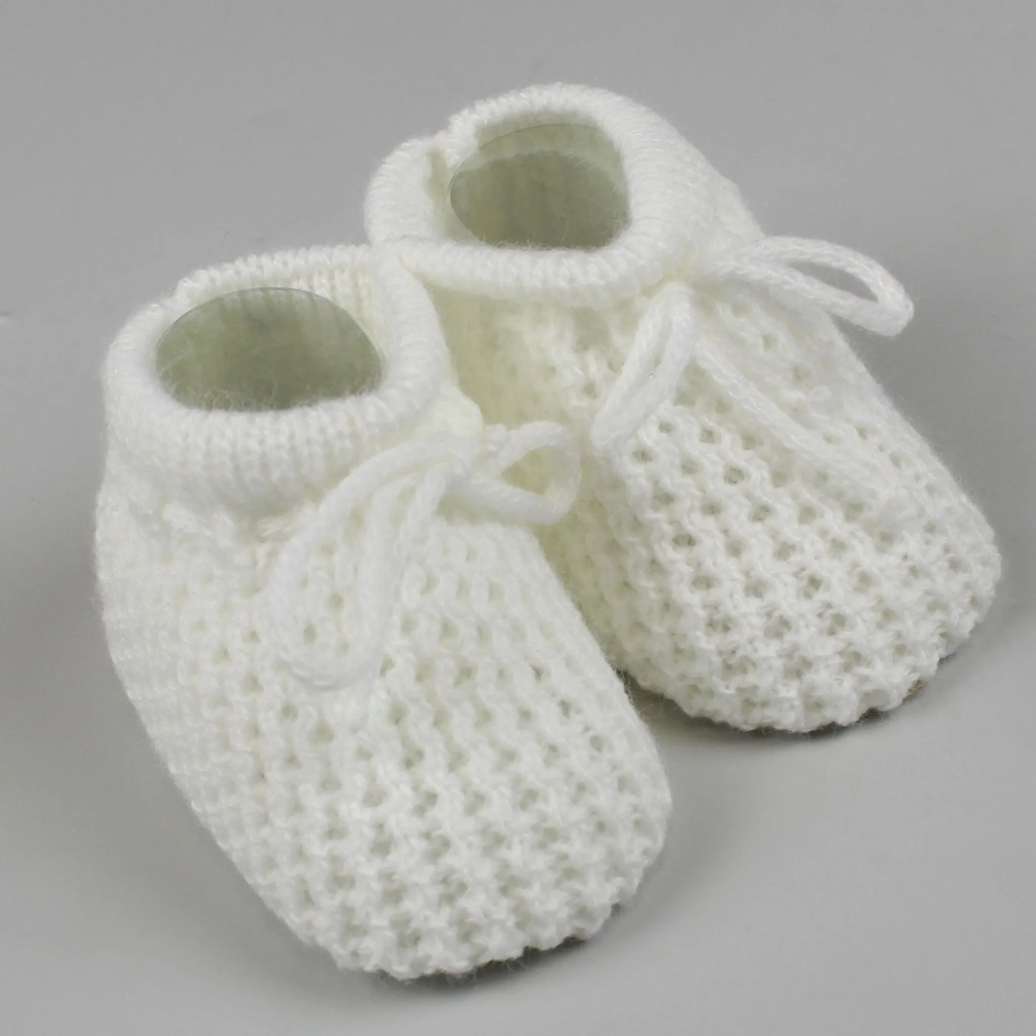 White Knitted Booties Newborn to 6 months