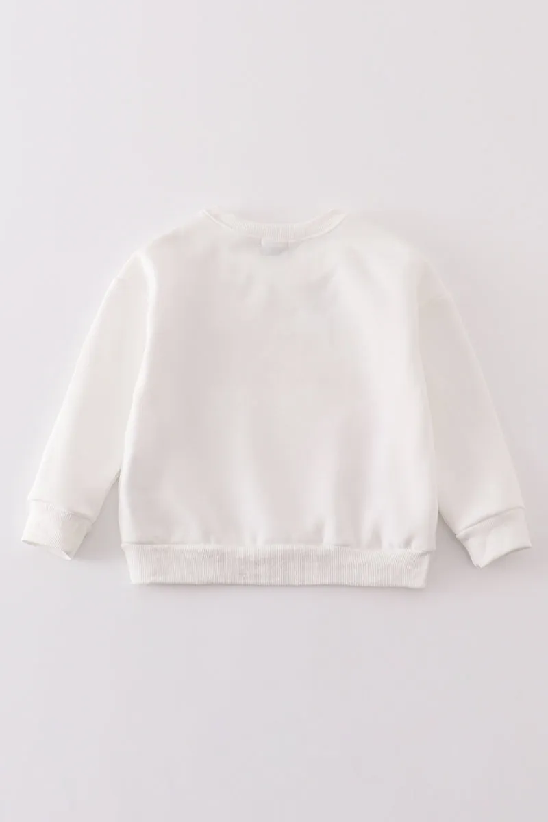 White Mama&mini Applique Fleece Mom&me Sweatshirt