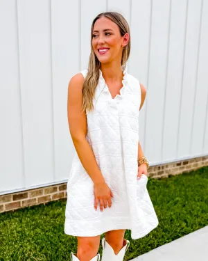White  Ruffle V-Neck Mini Dress